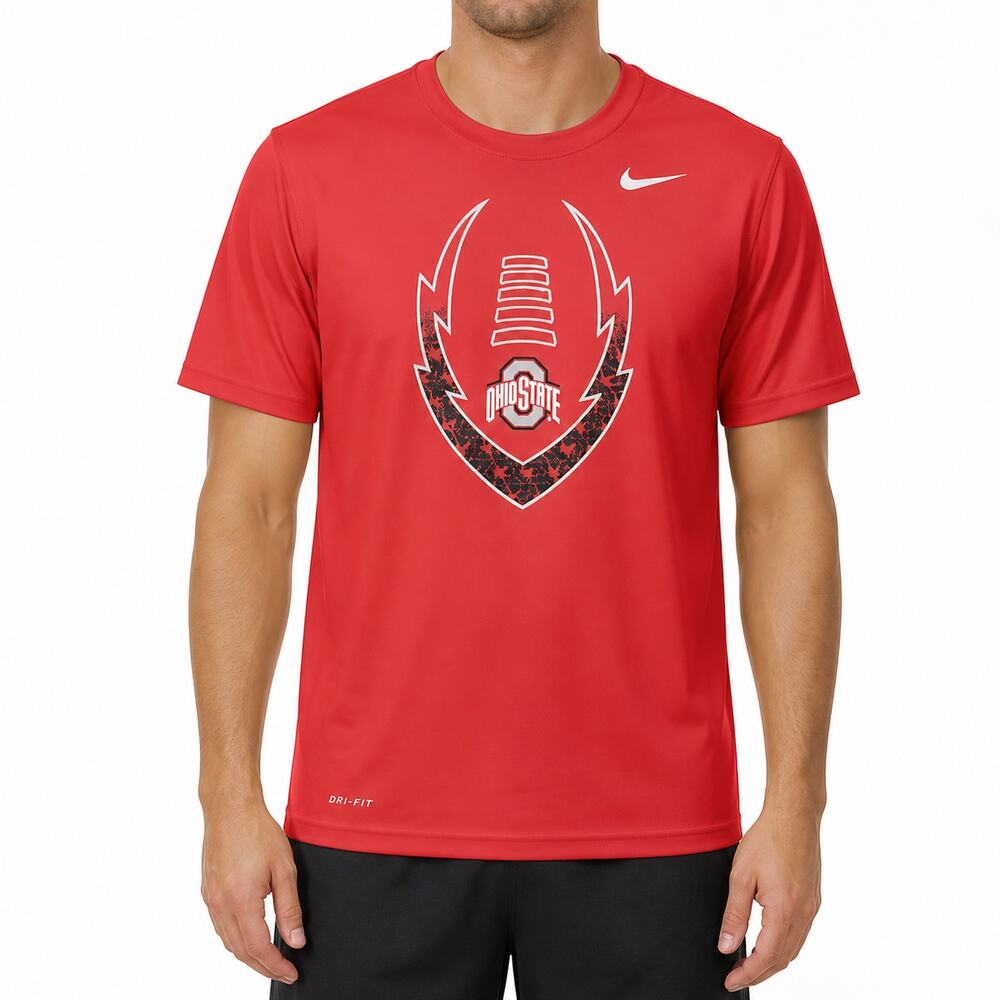 Nike Ohio State Buckeyes Shirt Mens Medium Red Dri-Fit Short Sleeve Crew Neck
